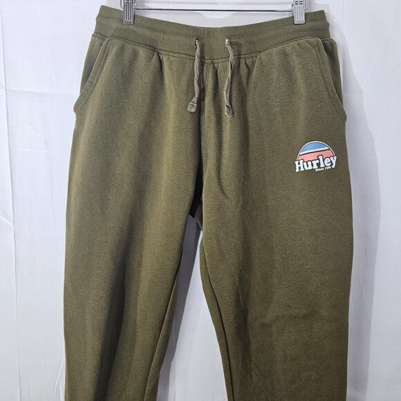 Hurley Sweatpants Mens Medium Green Jogger Drawstring Outdoors Hiking Logo Gym - Picture 2 of 12